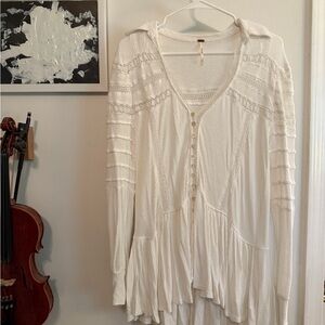 Free People Cream Button-Down Blouse